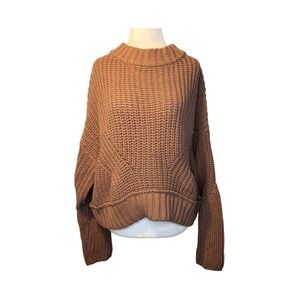 Moon & Madison Mock Neck Sweater Mauve Chunky Knit Cropped M